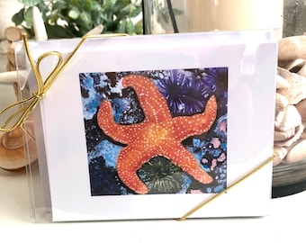 Starfish-Folded Note Cards, Set of (8) Blank Cards With Envelopes, Coastal Note Cards for all Seasons & Occasions, Hostess Gift