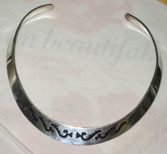 Solid Sterling Silver Collar Necklace 