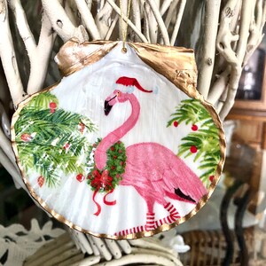 Cute Flamingo Large Christmas Tree Ornament, Tropical Christmas Ornament, Coastal Grandmother Beach Christmas Decor, Flamingo Ornament image 2