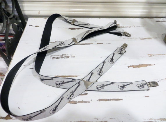 Vintage Suspenders, 70s Guitar Design Suspenders,