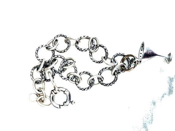 Sterling Silver Link Charm Bracelet with Martini … - image 5