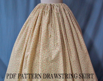 Sewing Instructions for Ladies Costume Drawstring Waist Long Skirt - PDF Download Pattern - DIY - Sew Your Own Skirt - Reenactment Costume