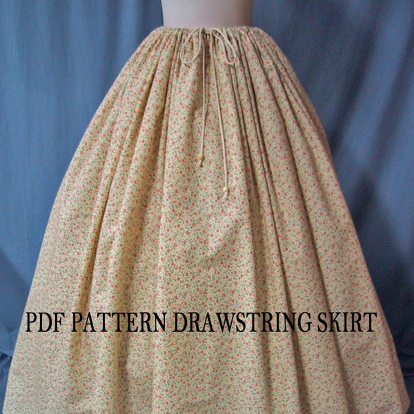 Sewing Instructions for Ladies Costume Drawstring Waist Long Skirt - PDF Download Pattern - DIY - Sew Your Own Skirt - Reenactment Costume