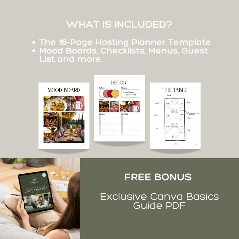 Hosting Planner Canva Template | Dinner Party Planning (digital) - Etsy