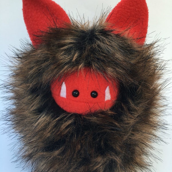 Plush Monster Softie - OOAK Hand Stitched Soft Toy - Faux Fur Softie - Cute Stuffed Monster - Collectible Handmade Plush - Brown Fuzzling