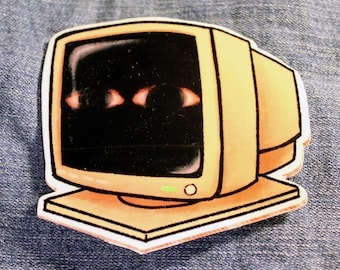 Sticker griezelige oude CRT-computermonitor