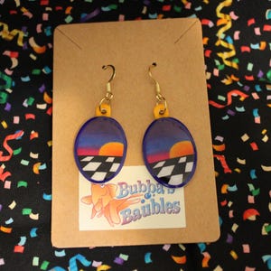 Vaporwave Sunset Dangle Earrings - 80s Inspired