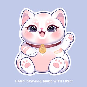Maneki-neko Aufkleber für Buchliebhaber und Fantasy Merch – Winkekatze Lesezubehör und  Kindle Dekoration - Vinyl Aufkleber