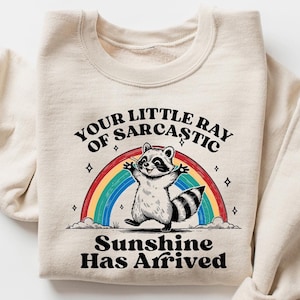 Your Little Ray Of Sarcastic Sunshine Has Arrived Shirt, Retro Funny Sassy Sarcastic Raccoon Meme Shirt, Funny Meme Shirt
