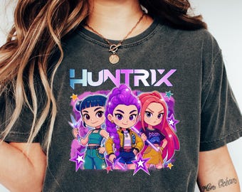 Retro Huntrix Kpop Demon Hunters Shirt, Huntrix Girl T-Shirt, Kpop Group Shirt, Mira, Rumi, Joey Shirt, Demon Hunter Merch Tee, Huntrix Fan