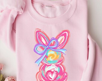 Easter Bunny Sweatshirt, Happy Easter Shirt, Floral Easter Sweater, Easter Bunny Shirt, Easter Coquette Gift, Bunny Shirt