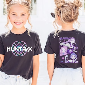 Huntrix Demon Hunters 2 Sided Kids Shirt, Kpop Demon Hunter Rumi Shirt, Saja Boys Shirt, Demon Hunter T-Shirt, Kpop Rumi Mira Zoey Shirt