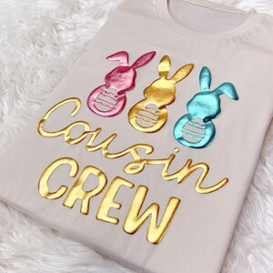 Cousin Crew Puff Sweatshirt, Happy Easter Puff Shirt, Kids Matching Puff Tshirts, Embossed Easter Day Shirt, Glitter Puff Sweater Gift