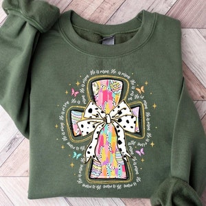 Easter He is Risen Sweatshirt, Happy Easter Shirt, Retro Easter Sweater, Easter Bunny Shirt, Easter Coquette Gift, Easter Shirt