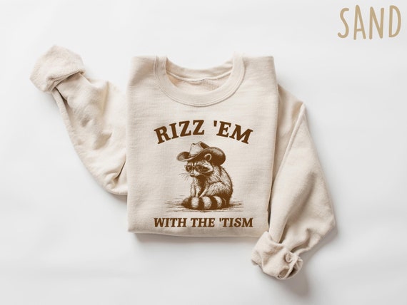 Rizz Em With The Tism Funny Sweatshirt, Funny Animal Graphic T-Shirt, Autism Awareness Sweatshirt, Frog Meme Tee, Funny Gift For Women & Men