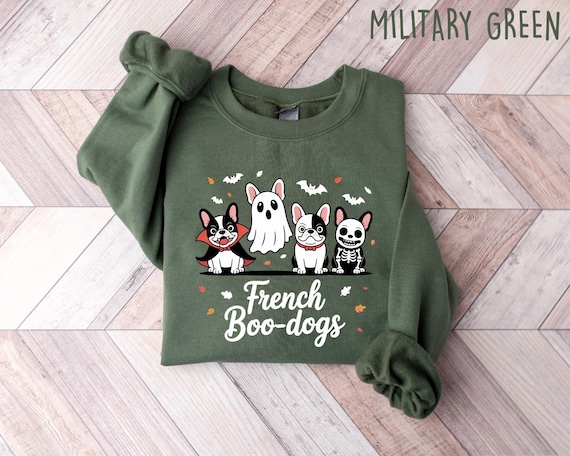 Fall French Bulldog Halloween Sweatshirt, Halloween Dog Shirt, Ghost Spooky Dog Shirt, Halloween Shirt, Girly Halloween Shirt, Ghost Shirt