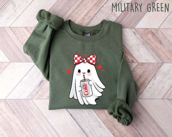 Halloween Diet Coke Coquette Sweatshirt, Soda Ghost Tshirt, Funny Ghost Crewneck, Halloween Gifts, Spooky Season Tshirt