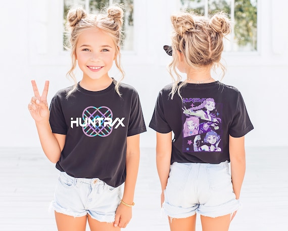 Huntrix Demon Hunters 2 Sided Kids Shirt, Kpop Demon Hunter Rumi Shirt, Saja Boys Shirt, Demon Hunter T-Shirt, Kpop Rumi Mira Zoey Shirt