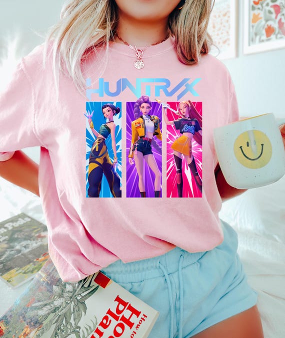 T-shirt Kpop Demon Hunters Unisexe - Design Animé Huntrix, 100% Coton, Streetwear Confortable Pour Fans