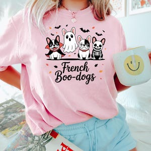 Fall French Bulldog Halloween Sweatshirt, Halloween Dog Shirt, Ghost Spooky Dog Shirt, Halloween Shirt, Girly Halloween Shirt, Ghost Shirt bild 5