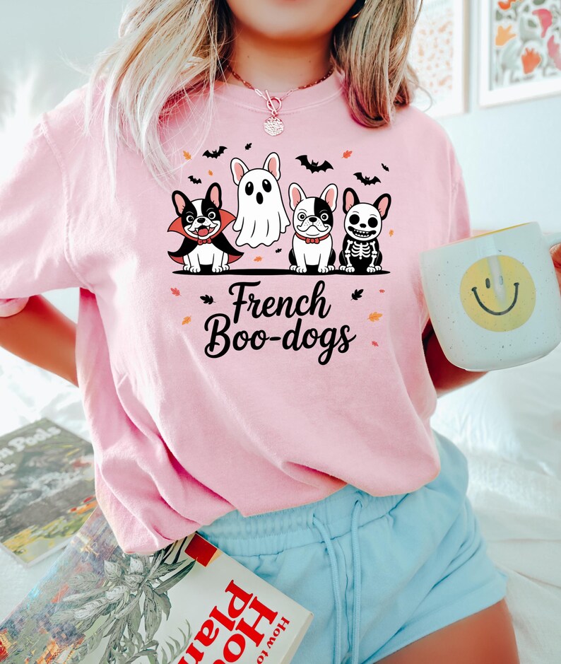 Fall French Bulldog Halloween Sweatshirt, Halloween Dog Shirt, Ghost Spooky Dog Shirt, Halloween Shirt, Girly Halloween Shirt, Ghost Shirt bild 5