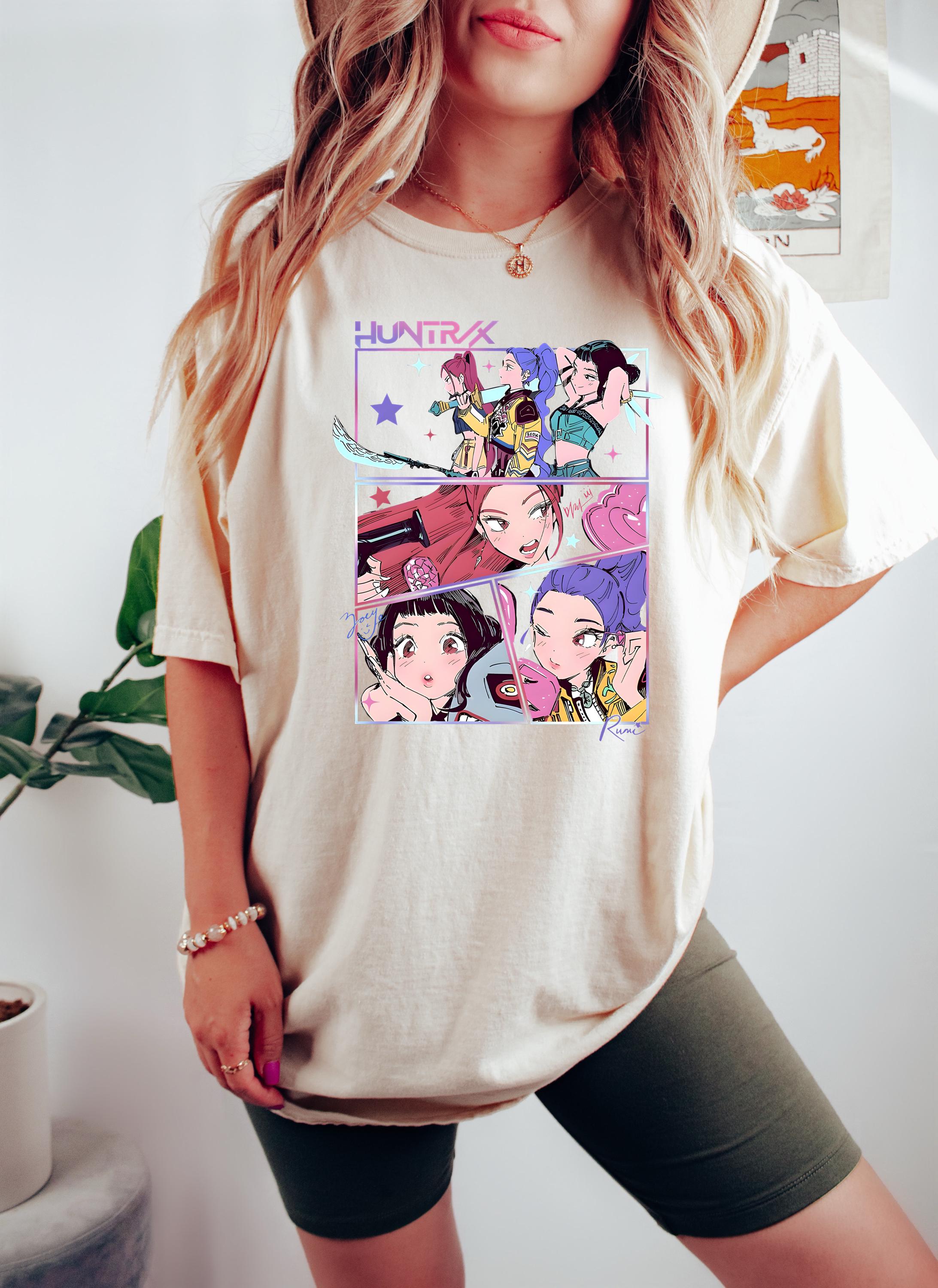 Kpop Demon Hunters T-shirt Unisexe Pour Enfants K-pop Demon Hunters Huntrix Huntr/X Golden Trio Pose, Violet, 9-11 Ans