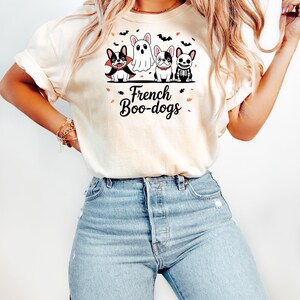 Fall French Bulldog Halloween Sweatshirt, Halloween Dog Shirt, Ghost Spooky Dog Shirt, Halloween Shirt, Girly Halloween Shirt, Ghost Shirt bild 3