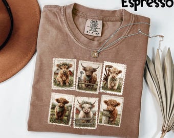 Comfort Colors® Highland Cow Shirt, Cute Cow T-Shirt, Animal Lover Gift, Rustic Farm Graphic Tee, Scottish Cow Apparel