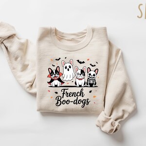 Fall French Bulldog Halloween Sweatshirt, Halloween Dog Shirt, Ghost Spooky Dog Shirt, Halloween Shirt, Girly Halloween Shirt, Ghost Shirt bild 2