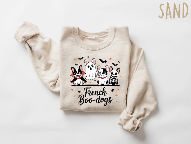 Fall French Bulldog Halloween Sweatshirt, Halloween Dog Shirt, Ghost Spooky Dog Shirt, Halloween Shirt, Girly Halloween Shirt, Ghost Shirt bild 2