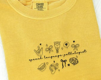 Speech Therapy Comfort Color Shirt, SLP Embroidered Shirt Gift for Speech Language, Pathologist Shirts for SLP Gifts Speech Shirt