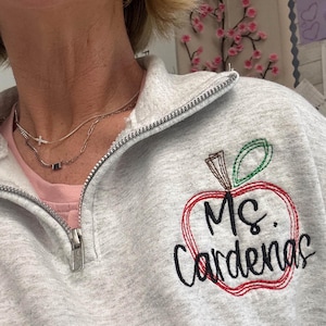 Personalized Teacher Sweatshirt | Teacher Quarter Zip Pullover | Teacher Gifts Personalized | Back To School | Teacher Appreciation Gifts