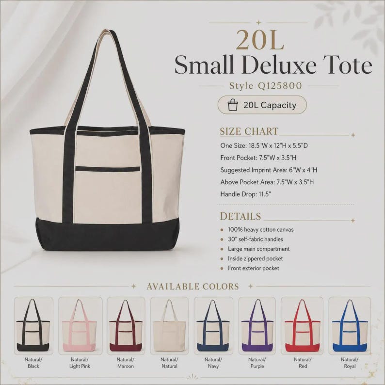 Custom Embroidered Canvas Tote Bag, Company Logo, Personalized Text image 10