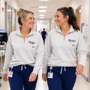 Personalized Nurse Quarter Zip Sweatshirt | Custom Nursing Pullover | RN LPN CNA Gift | Graduation Gift for Nurse