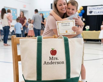 Personalized Teacher Tote Bag, Embroidered Teacher Tote Bag, Back to School Totes, School Gift Totes, Teacher Appreciation Gift