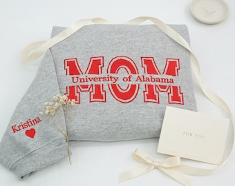 Sudadera universitaria para mamá bordada a medida, camiseta única para mamá, regalo para el Día de la Madre