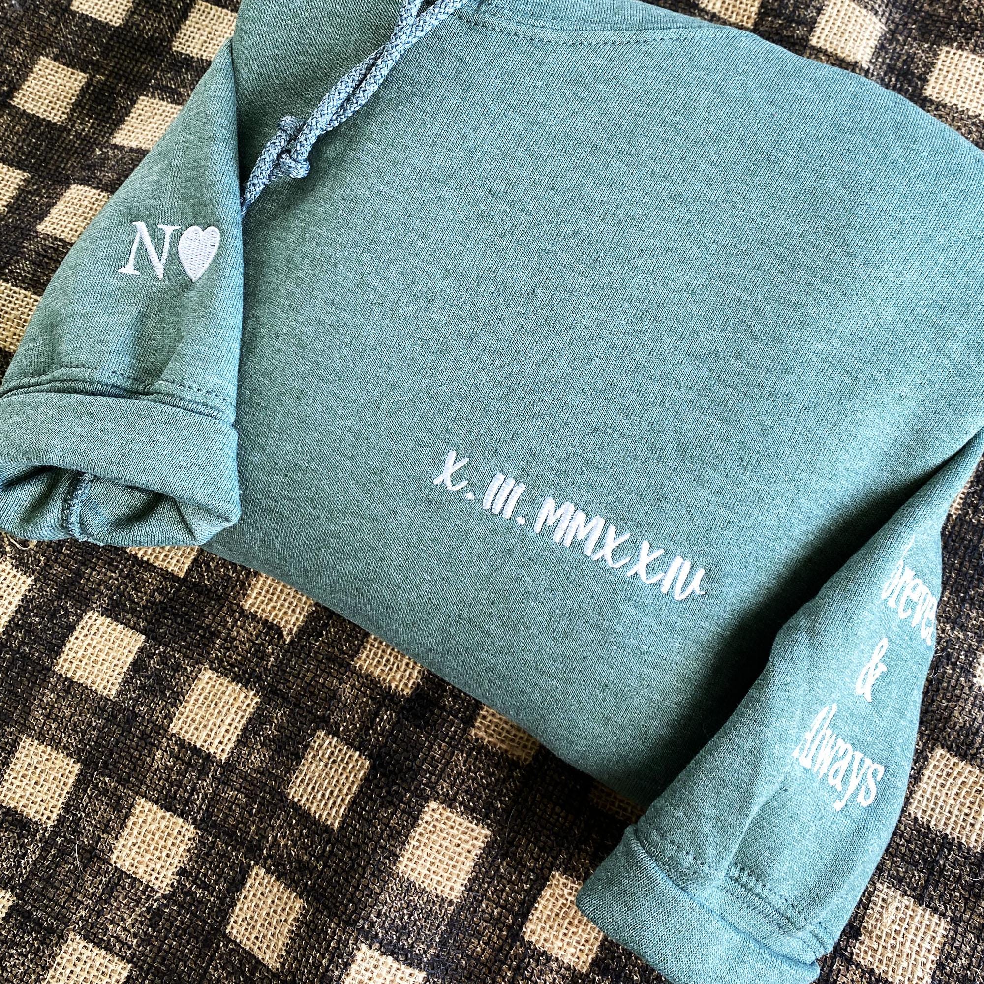 Felpa Con Cappuccio Personalizzata Ricamata Per Coppia: Data Dell - Foto 5