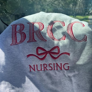 Custom College Bow Embroidered Sweatshirt, Preppy University Crewneck, Coquette Hoodie, Back to School or Graduation Gift