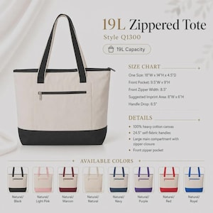 Custom Embroidered Canvas Tote Bag, Company Logo, Personalized Text image 9