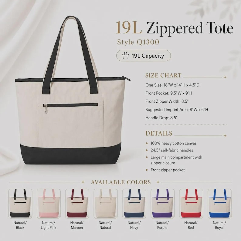 Custom Embroidered Canvas Tote Bag, Company Logo, Personalized Text image 9