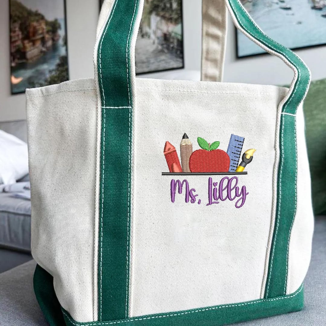 Custom Embroidered Personalized Teacher Tote Bag, Teacher Tote Bag ...