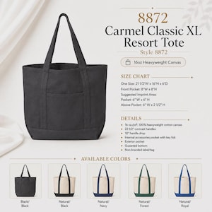 Custom Embroidered Canvas Tote Bag, Company Logo, Personalized Text image 7