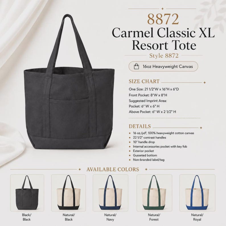 Custom Embroidered Canvas Tote Bag, Company Logo, Personalized Text image 7