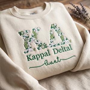 Embroidered Floral Letter Sweatshirt | Custom Sorority Letter Crewneck | Back To School Gift