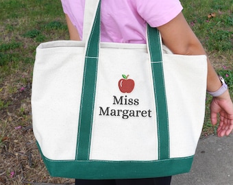 Personalized Teacher Tote Bag, Embroidered Teacher Tote Bag, Back to School Totes, School Gift Totes, Teacher Appreciation Gift