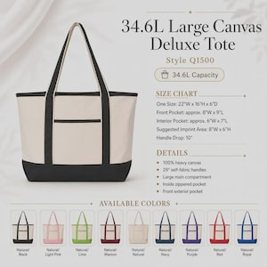 Custom Embroidered Canvas Tote Bag, Company Logo, Personalized Text image 8