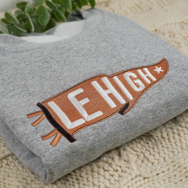 Embroidered Pennant Sweatshirt with Team Name, Custom Embroidered Pennant Shirt, Custom High School College Hoodie, Game Day, Friend Gift