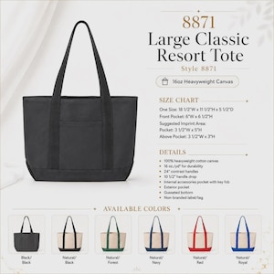 Custom Embroidered Canvas Tote Bag, Company Logo, Personalized Text image 6