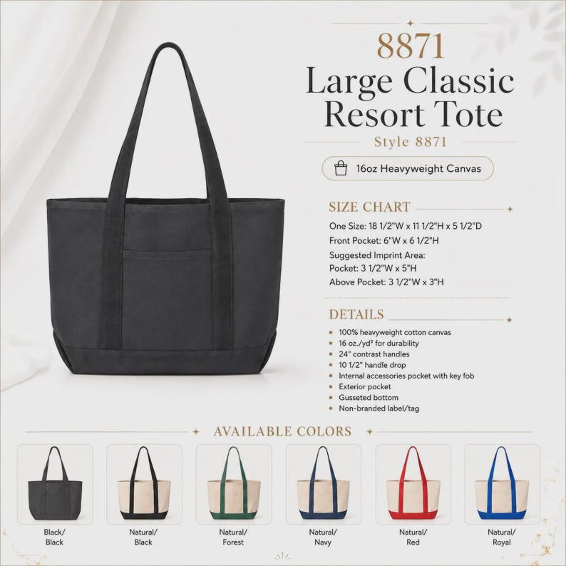 Custom Embroidered Canvas Tote Bag, Company Logo, Personalized Text image 6