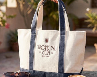 Custom Embroidered Canvas Tote Bag, Company Logo, Personalized Text